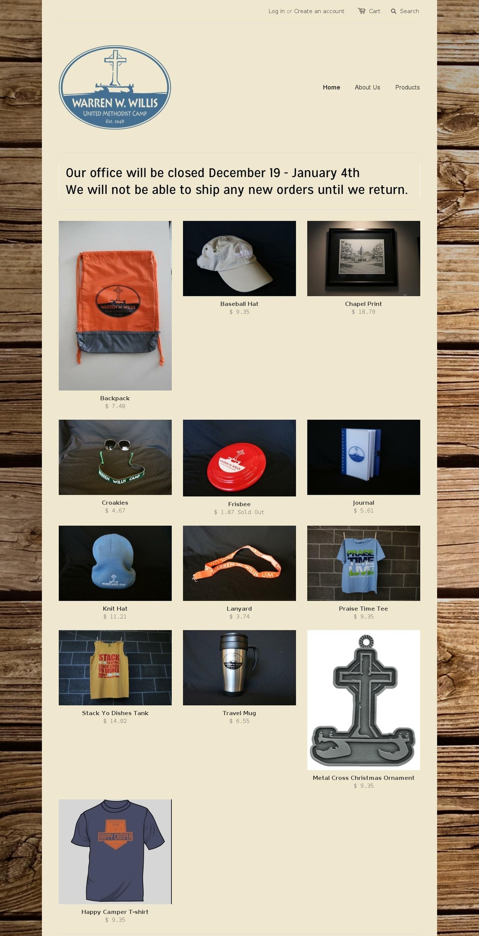 warrenwilliscampstore.com shopify website screenshot