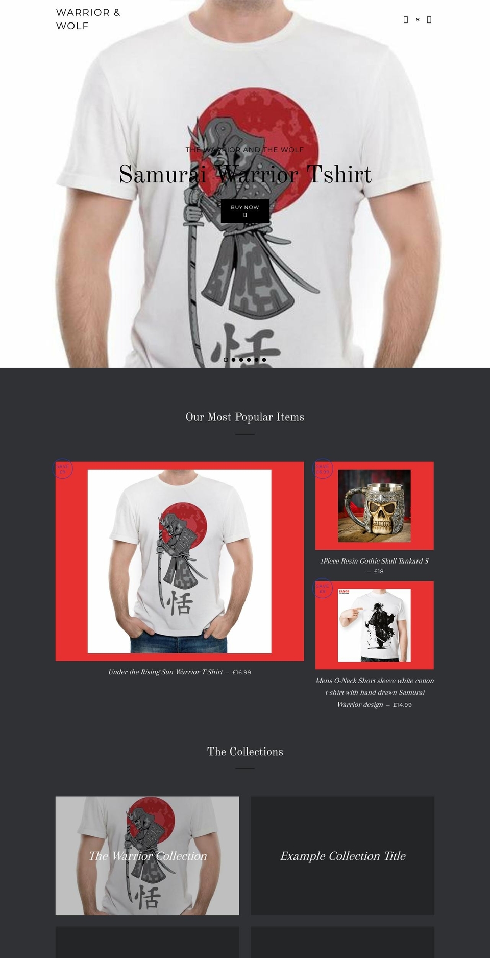 warriorandwolf.com shopify website screenshot