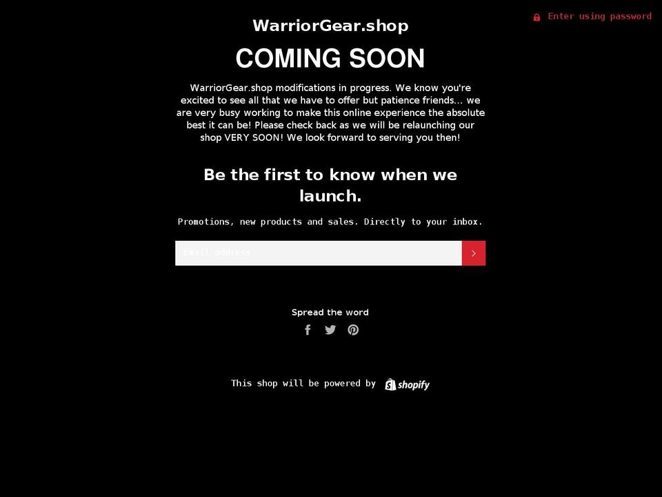 warriorgear.shop shopify website screenshot