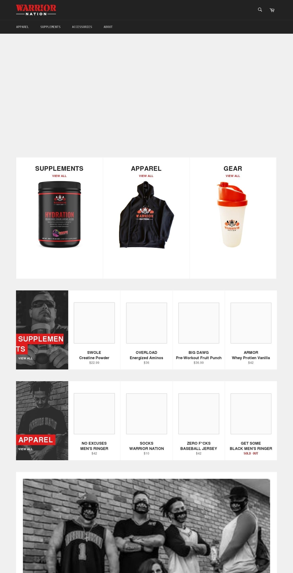 warriornationnutrition.com shopify website screenshot