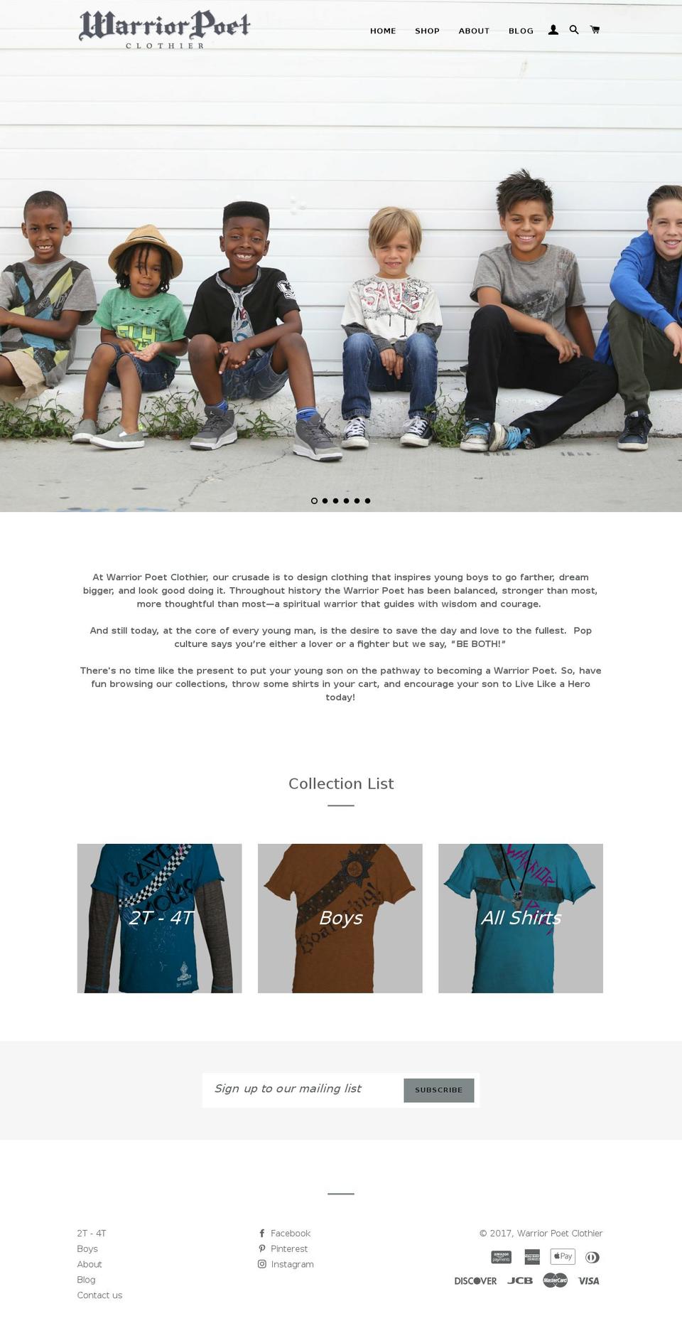 warriorpoetclothier.com shopify website screenshot