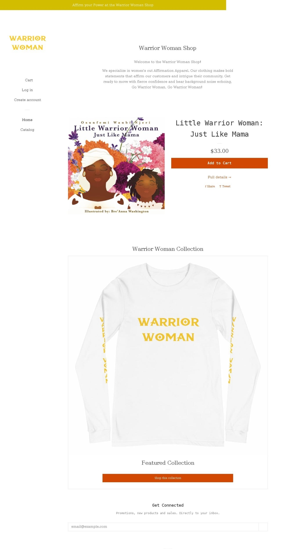 warriorwoman.shop shopify website screenshot