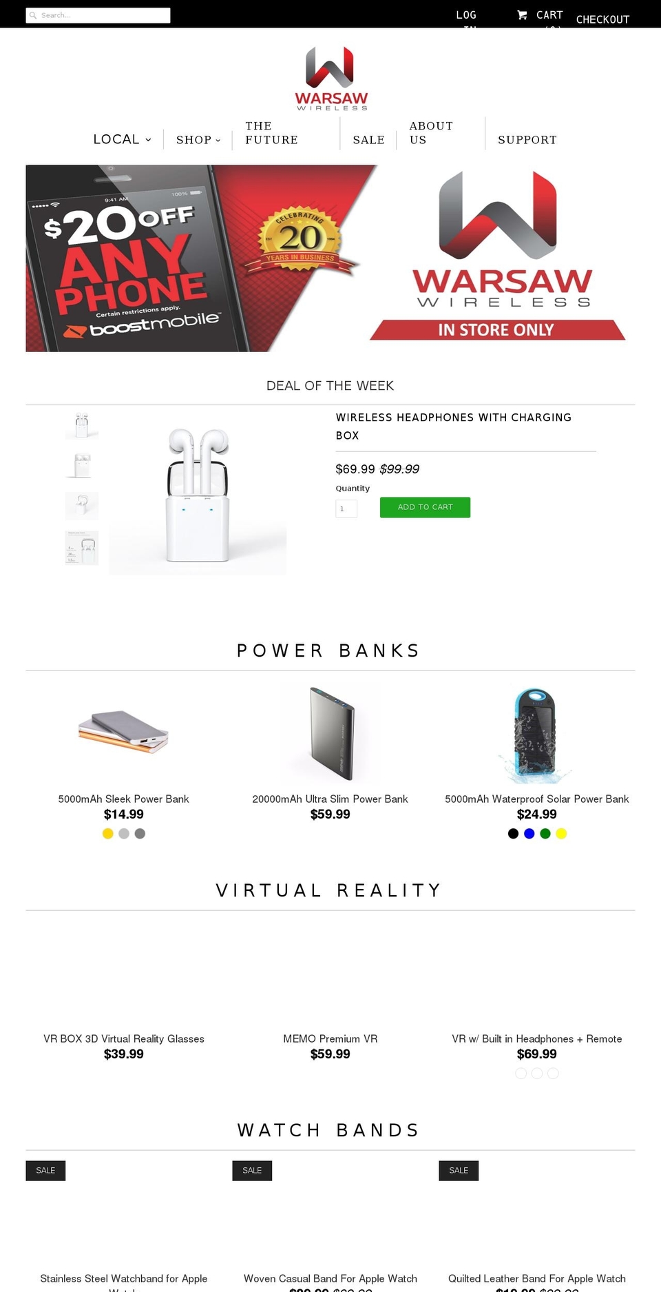 warsawwireless.com shopify website screenshot