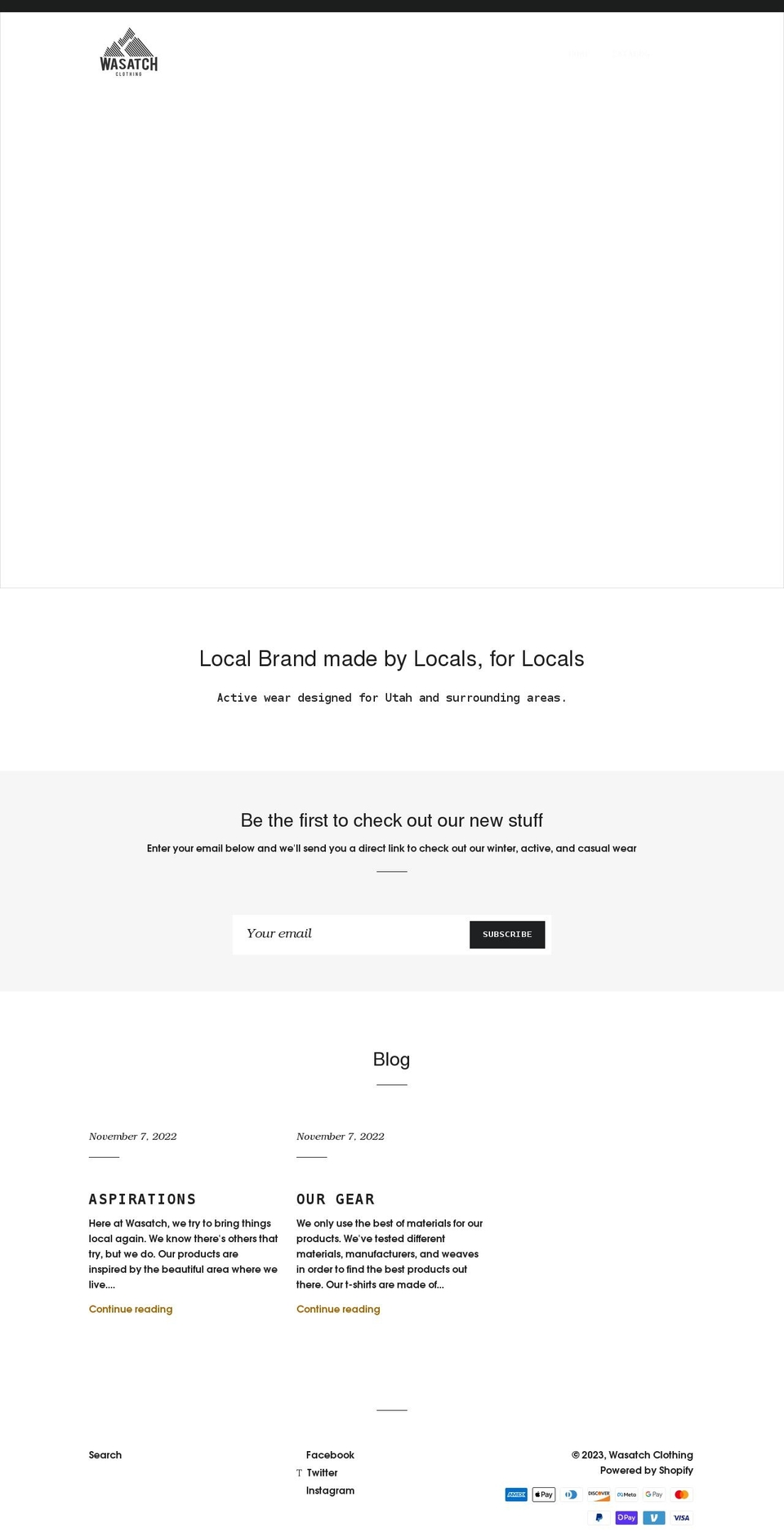 wasatch-clothing.myshopify.com shopify website screenshot