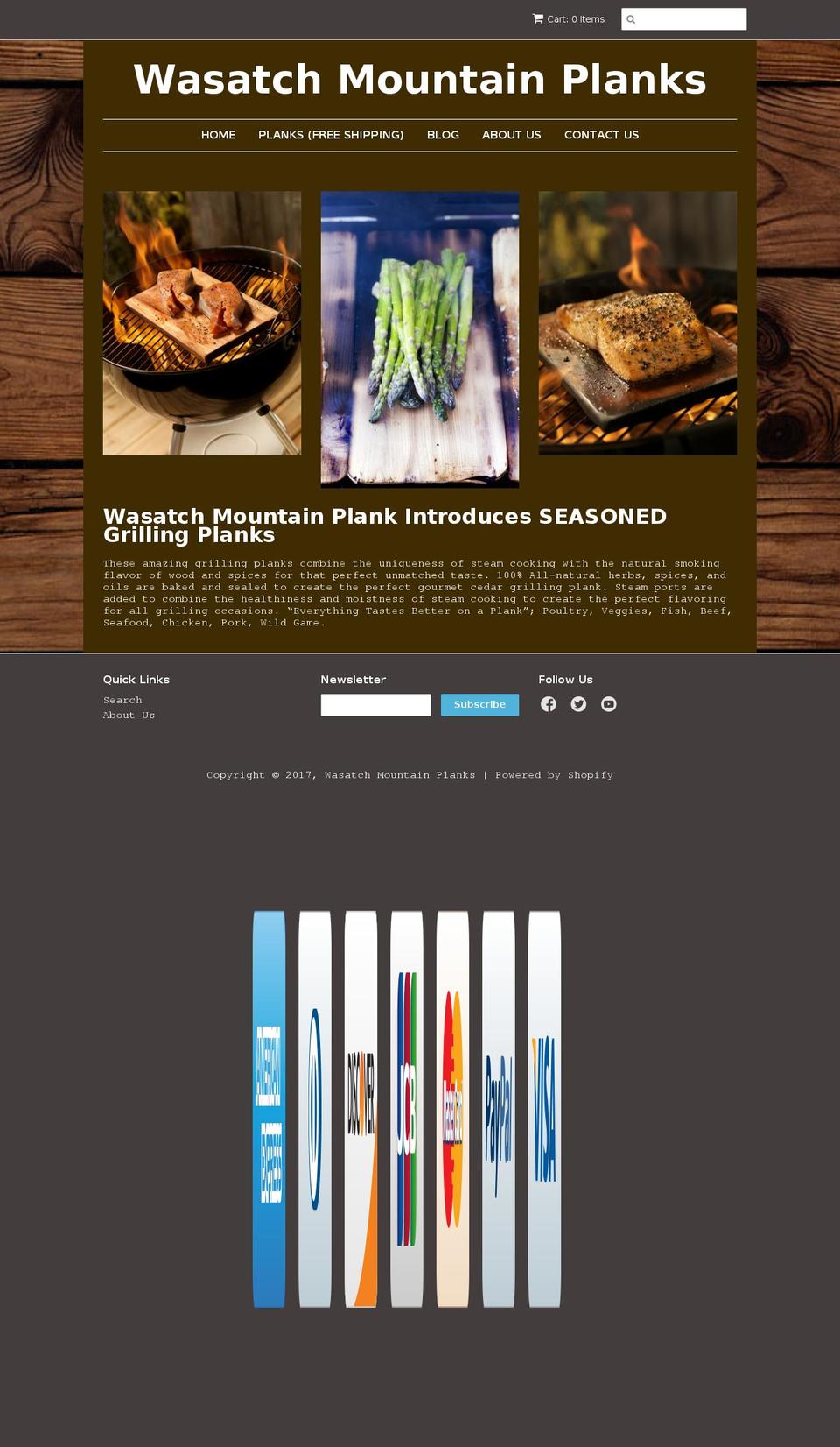 wasatchplanks.com shopify website screenshot