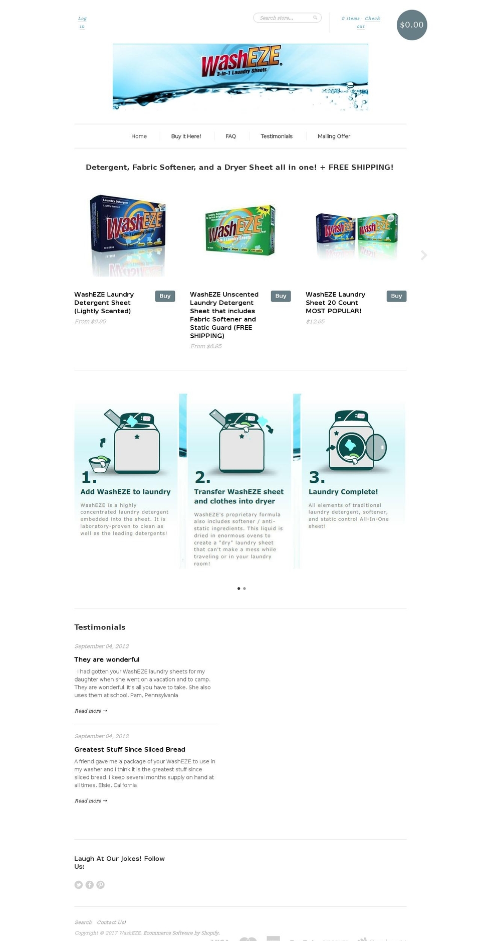 washeze.com shopify website screenshot