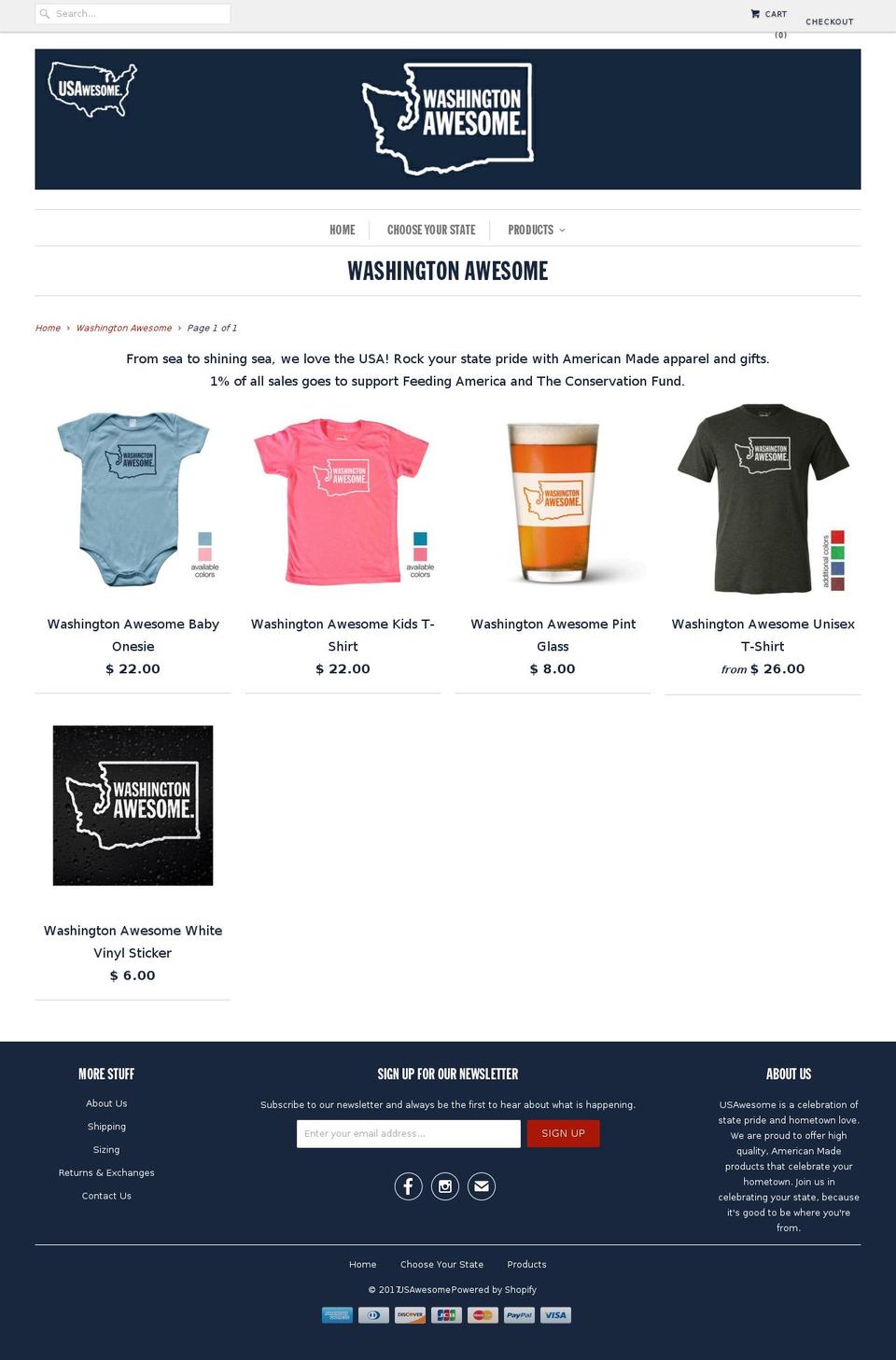 washingtonawesome.com shopify website screenshot
