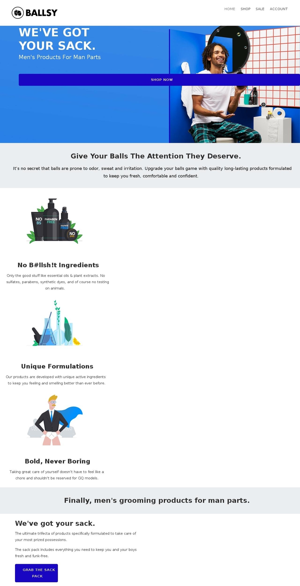 washyourballs.com shopify website screenshot