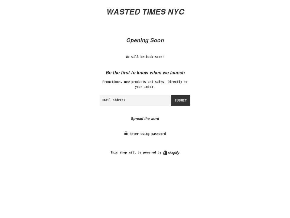 wastedtimesnyc.com shopify website screenshot