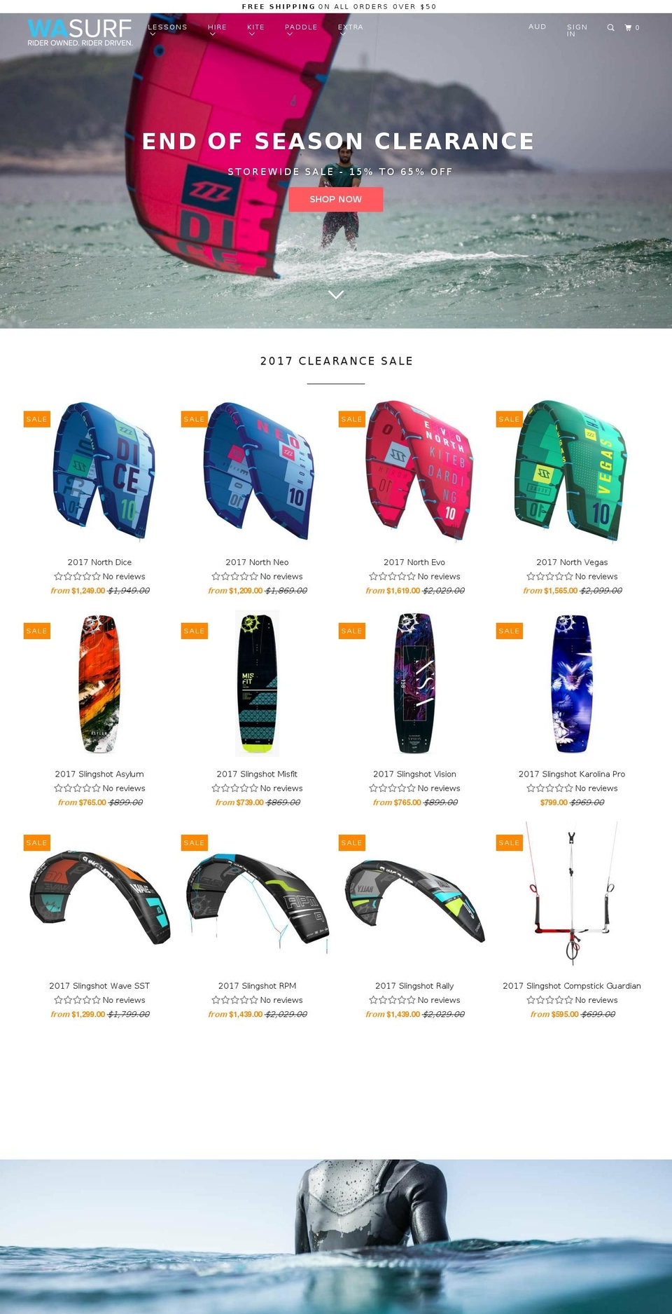 wasurf.com.au shopify website screenshot