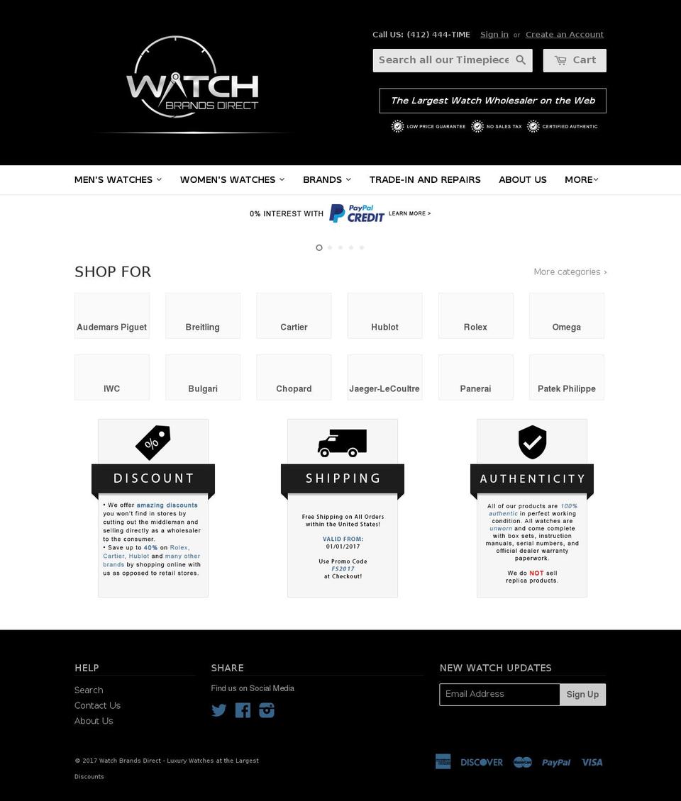 watchbrandsdirect.com shopify website screenshot