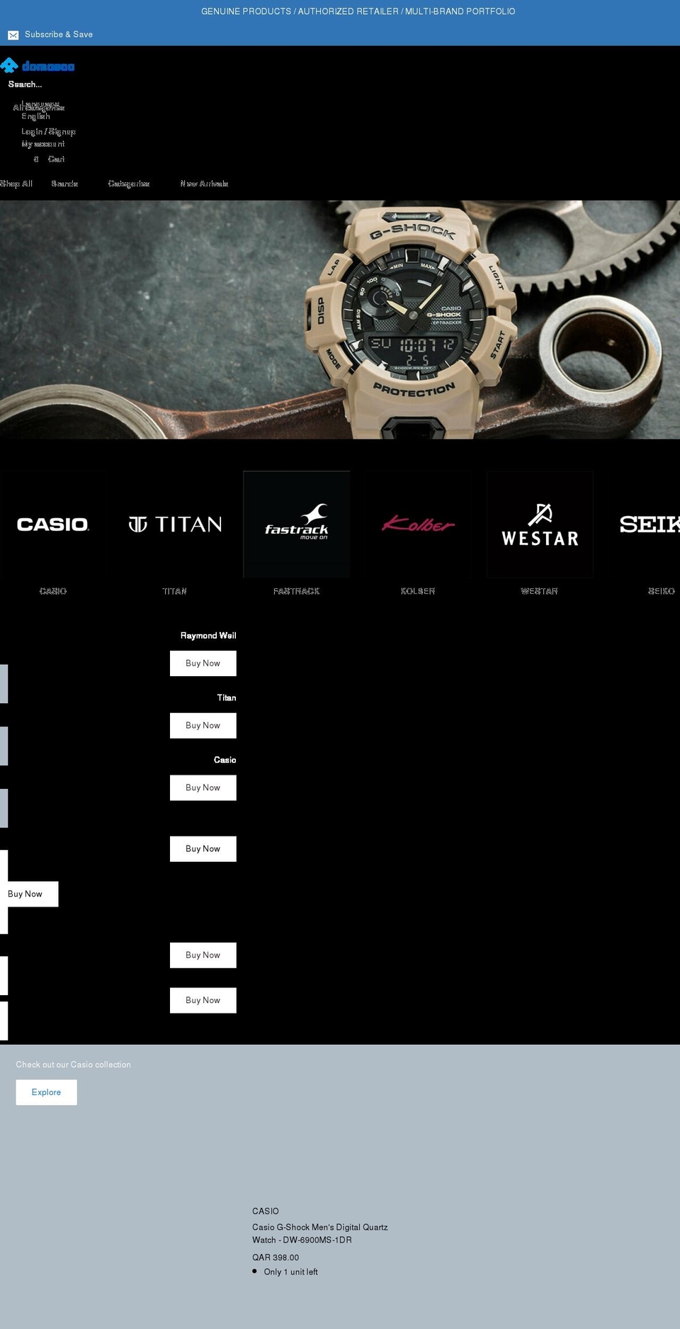 watchesqatar.com shopify website screenshot