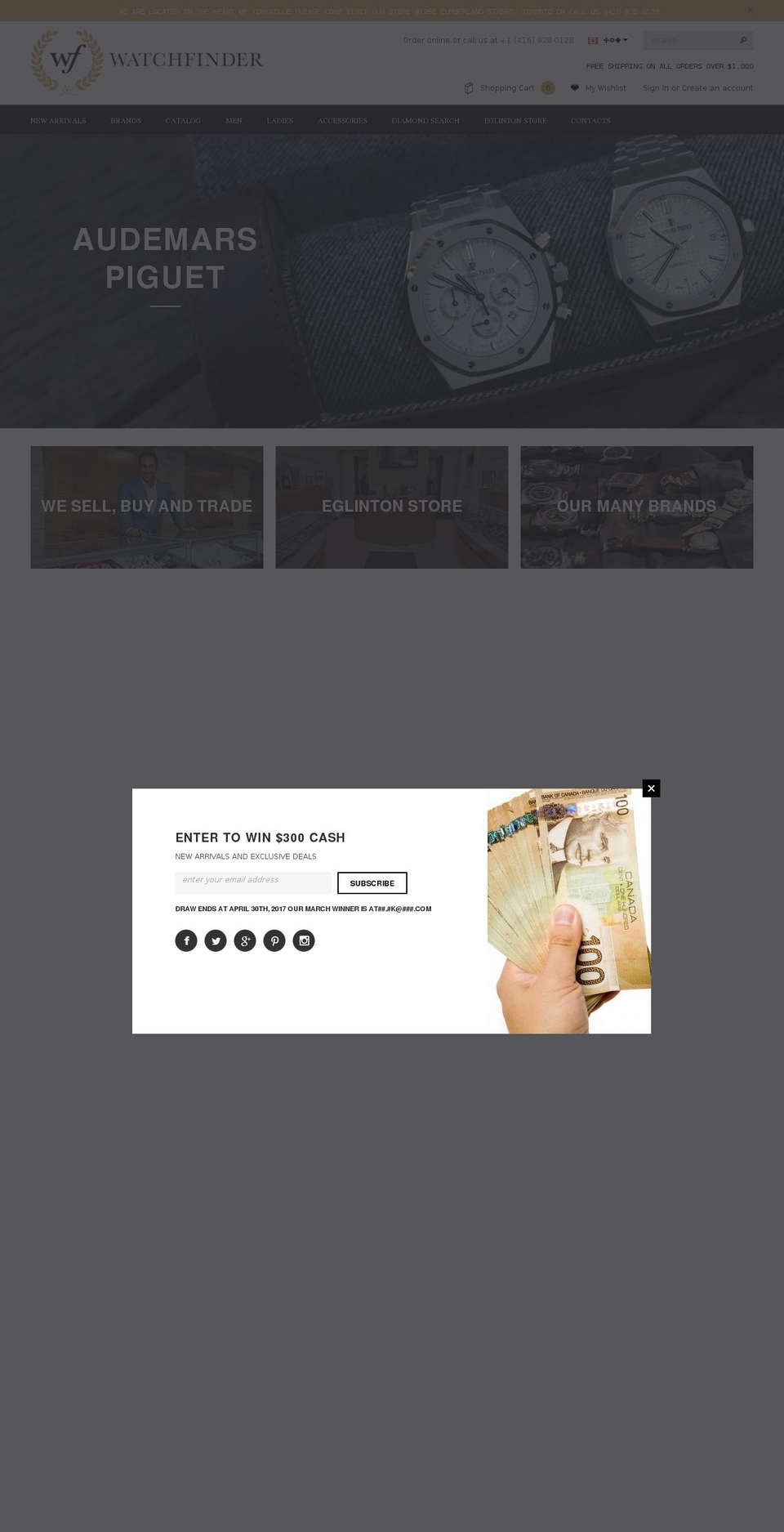 watchfinder.ca shopify website screenshot