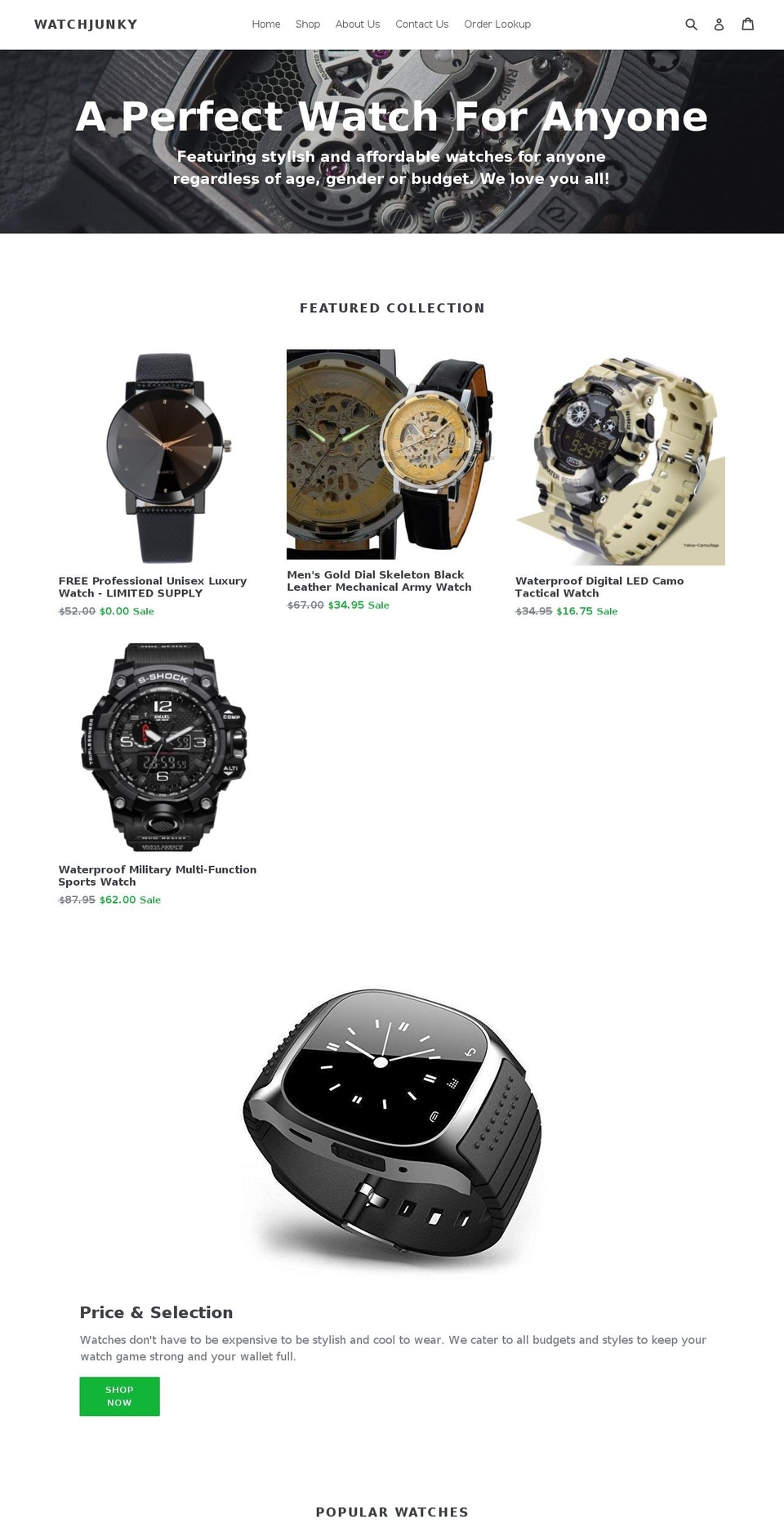 watchjunky.com shopify website screenshot