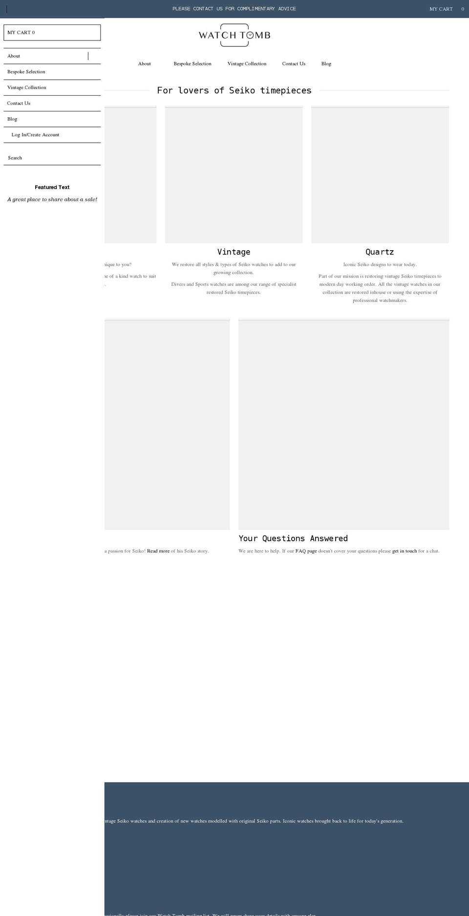 watchtomb.com shopify website screenshot