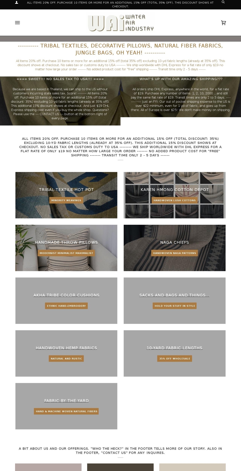 waterairindustry.com shopify website screenshot