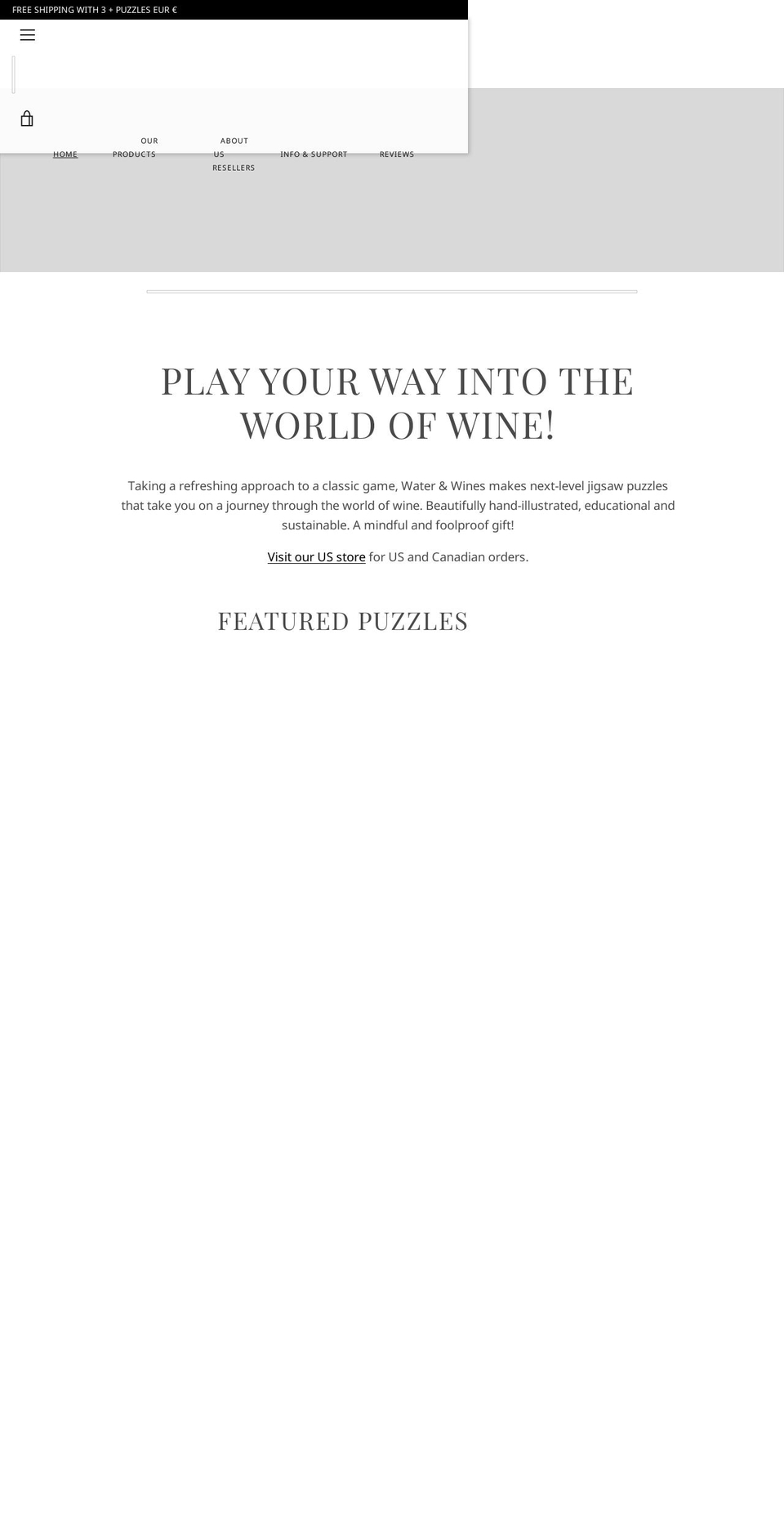 waterandwines.com shopify website screenshot