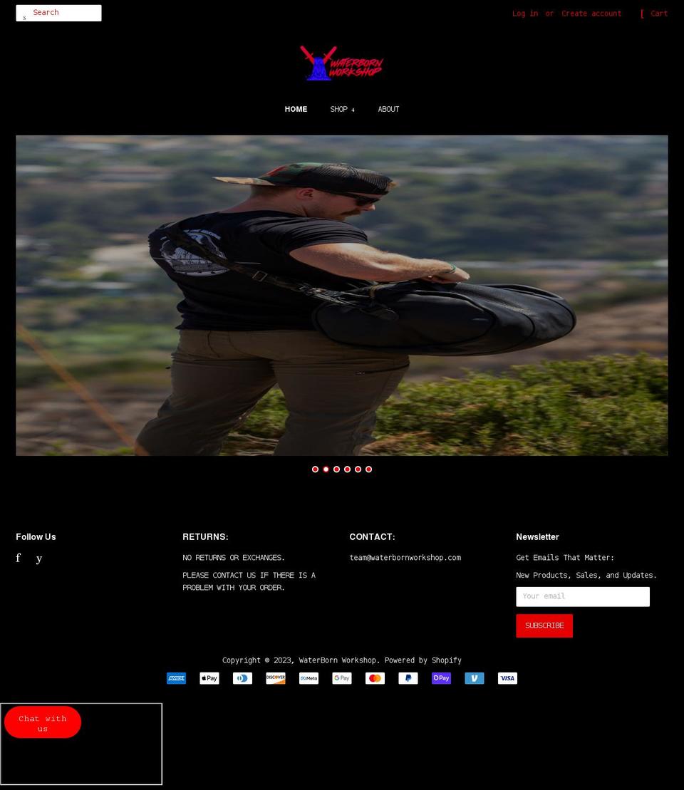waterbornworkshop.com shopify website screenshot