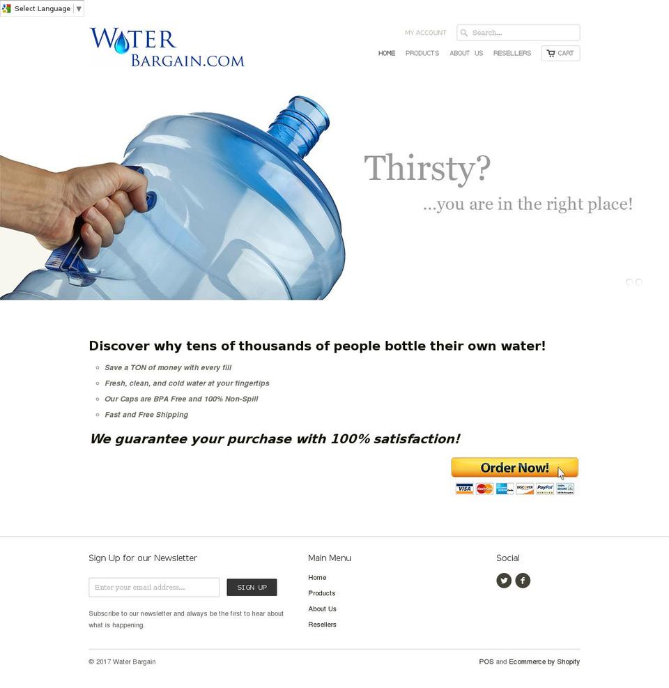 watercoolerbottlecaps.com shopify website screenshot