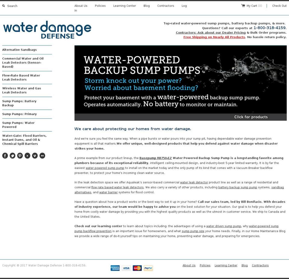 waterdamagedefense.com shopify website screenshot