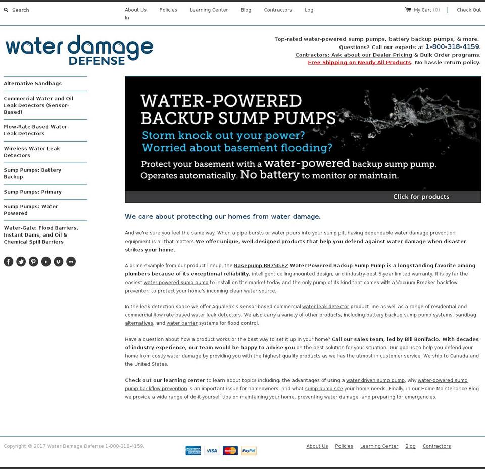 waterdefense.com shopify website screenshot