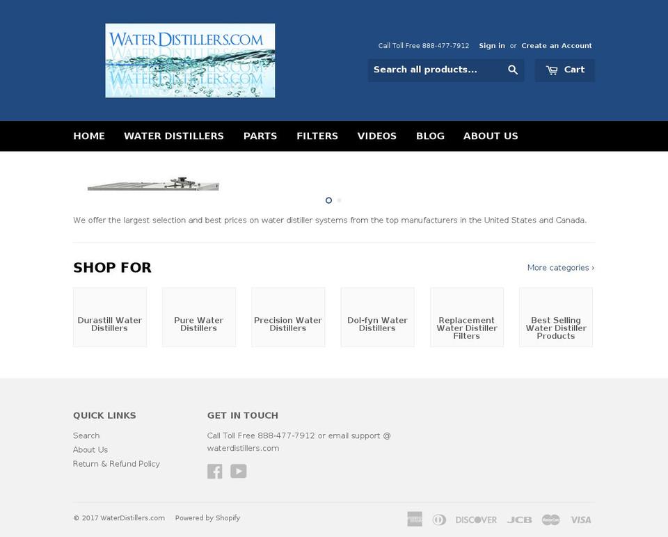 waterdistillerscom.com shopify website screenshot
