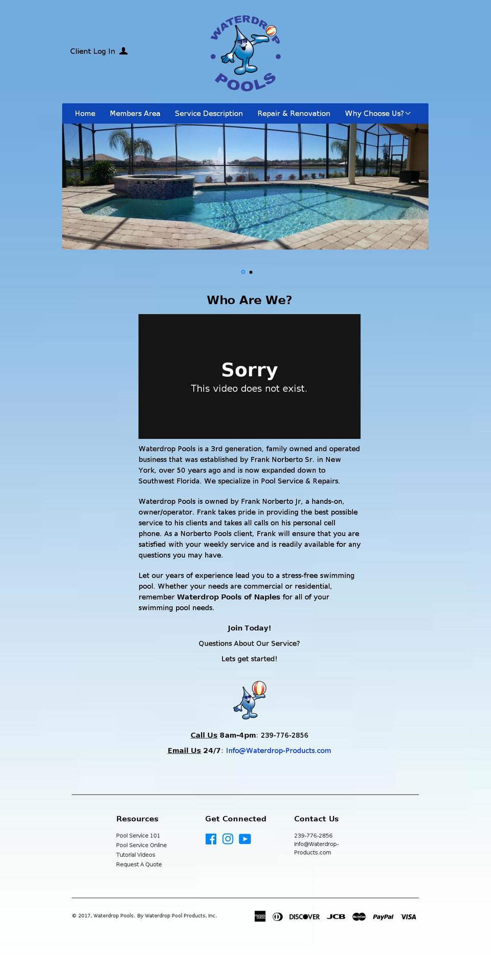 waterdroppools.com shopify website screenshot