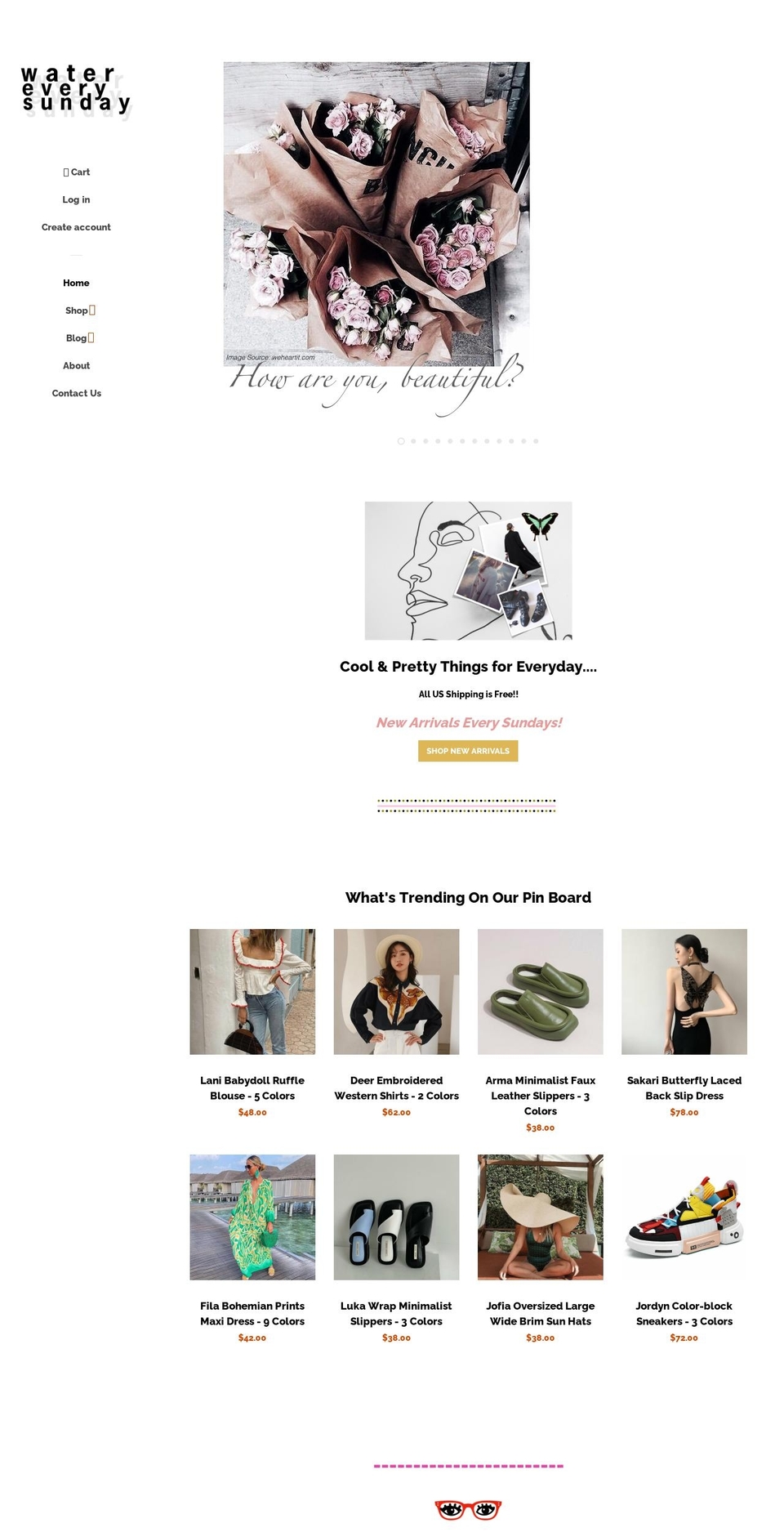 watereverysunday.com shopify website screenshot