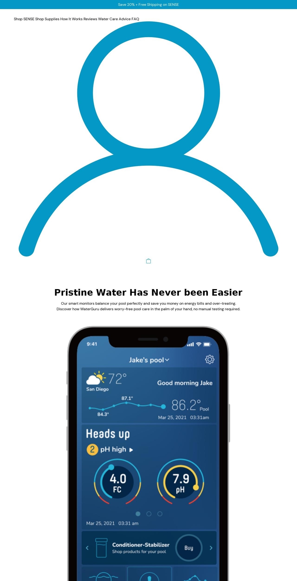 waterguru.com shopify website screenshot