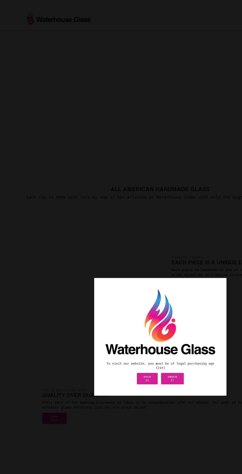 waterhouseglass.com shopify website screenshot