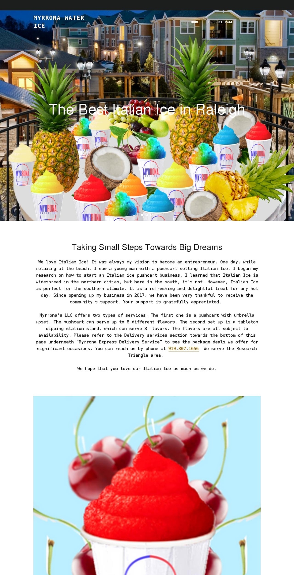 watericemyrrona.com shopify website screenshot