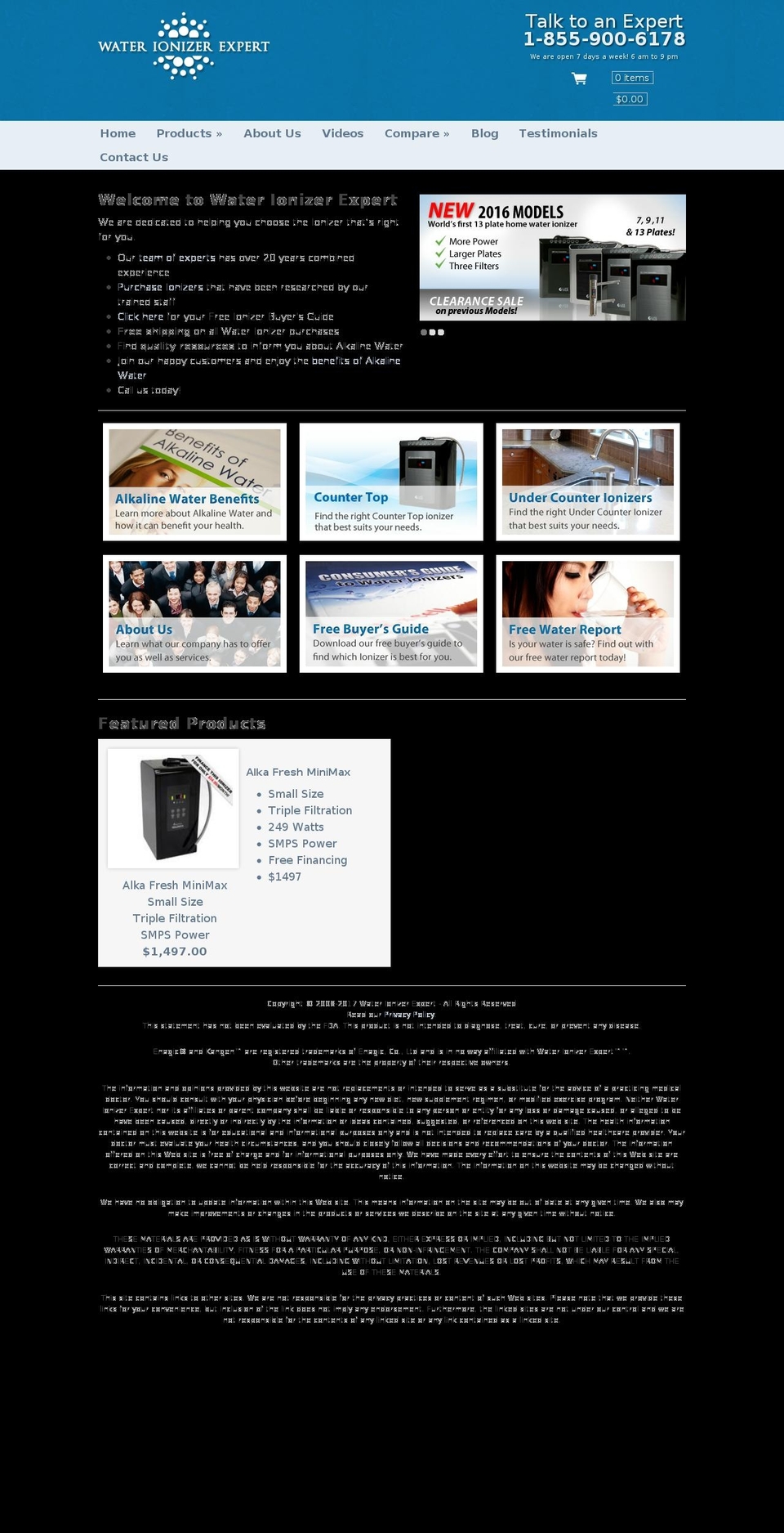 waterionizerexperts.com shopify website screenshot