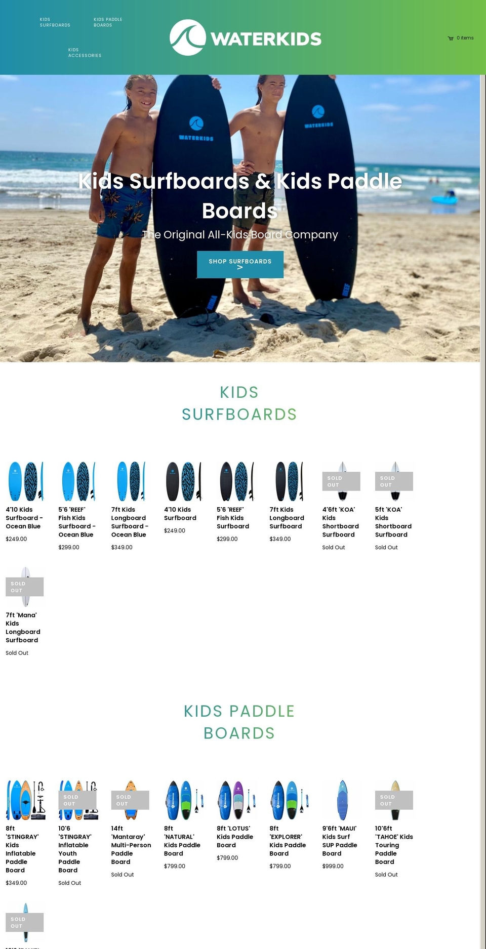 waterkids.com shopify website screenshot