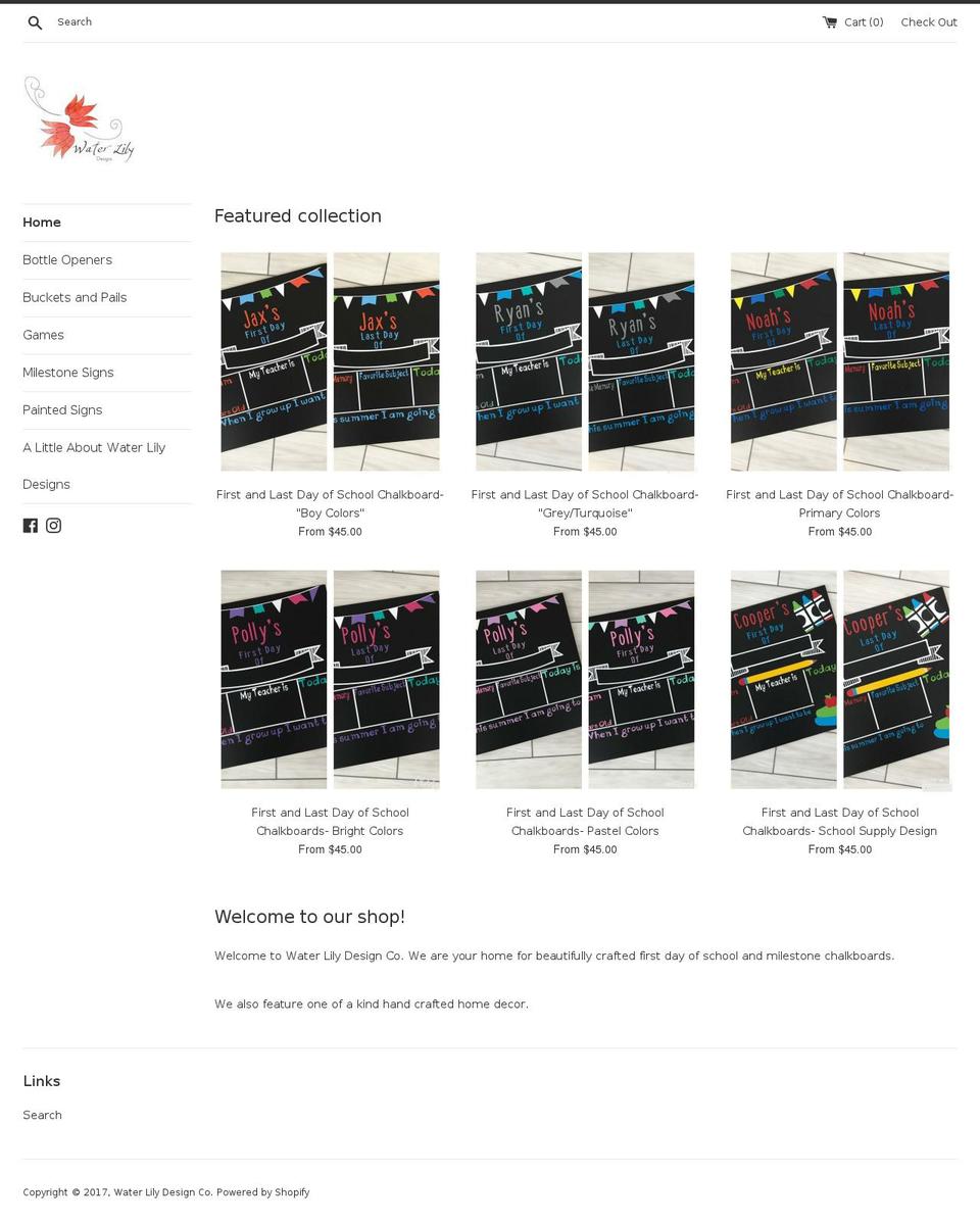 waterlilydesigns.net shopify website screenshot
