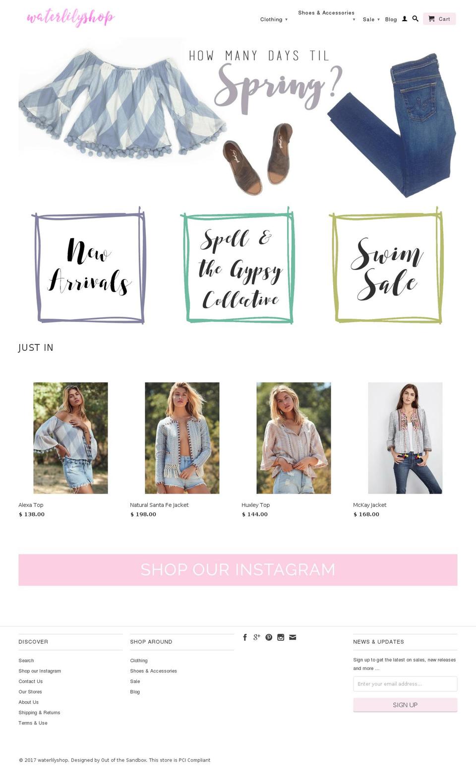 waterlilyshop.com shopify website screenshot