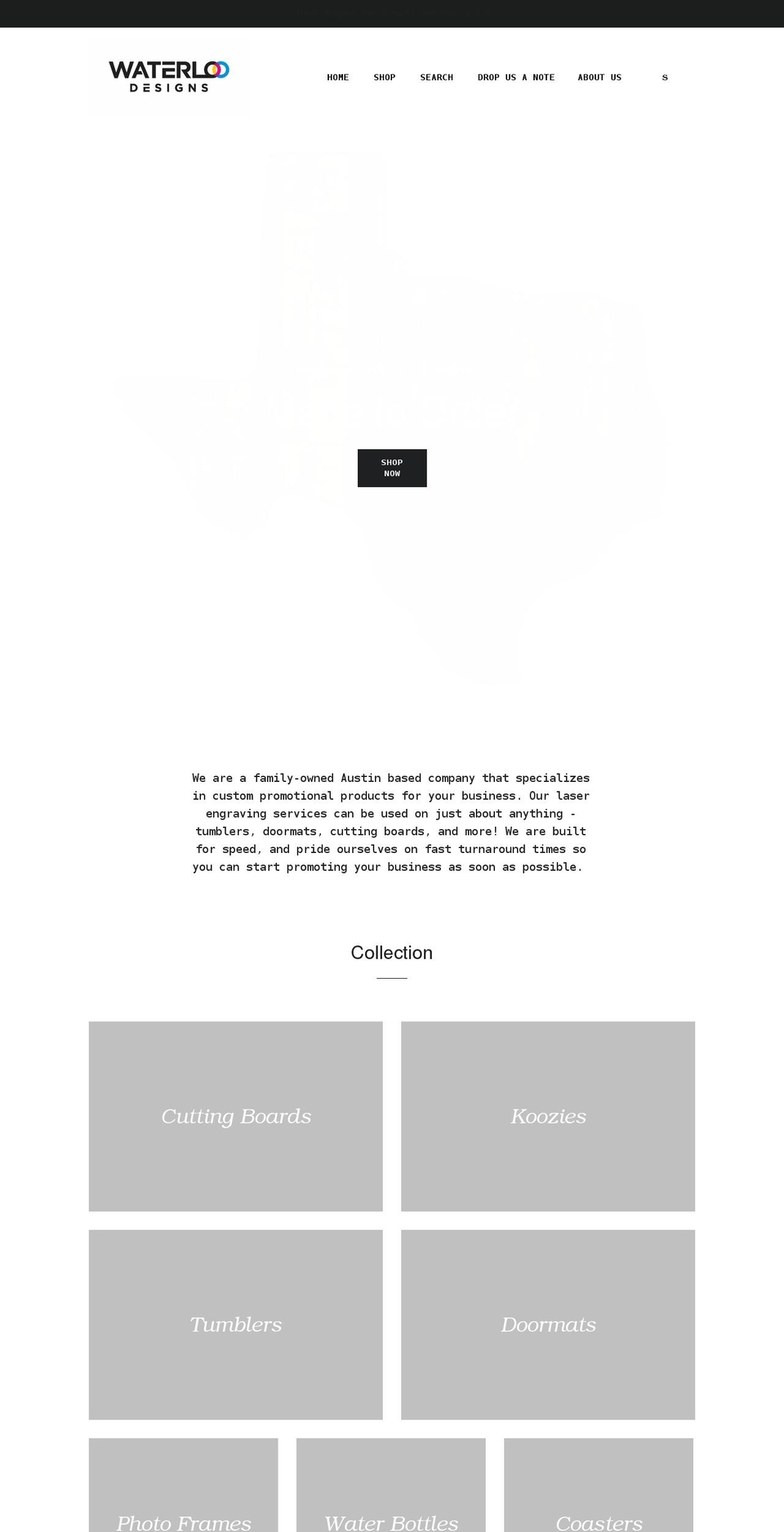 waterloodesigns.com shopify website screenshot