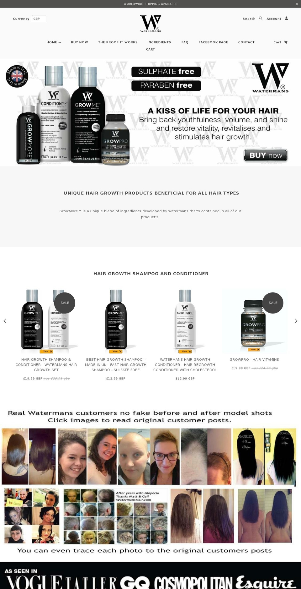 watermansgrowme.com shopify website screenshot