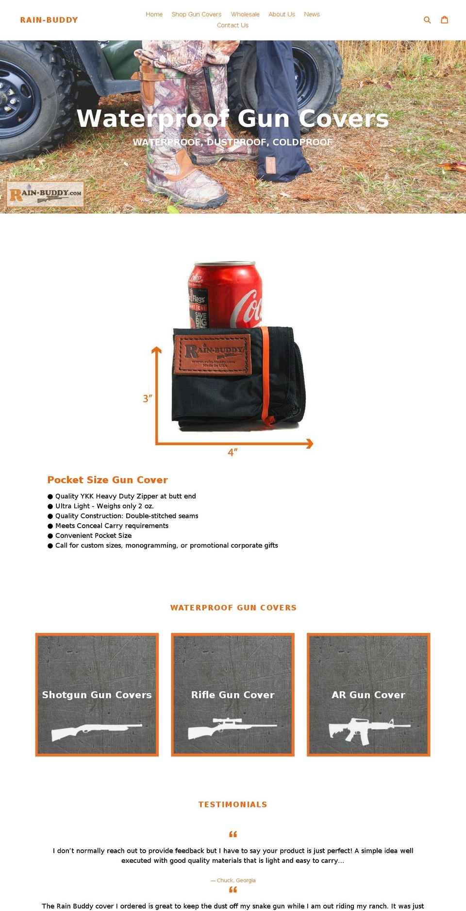 waterproofguncovers.com shopify website screenshot
