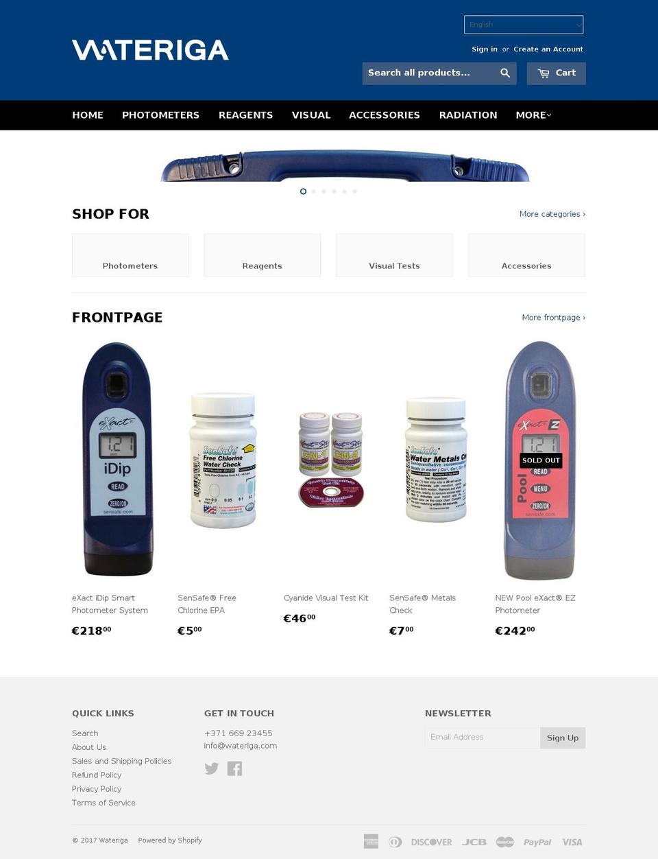 waterriga.com shopify website screenshot