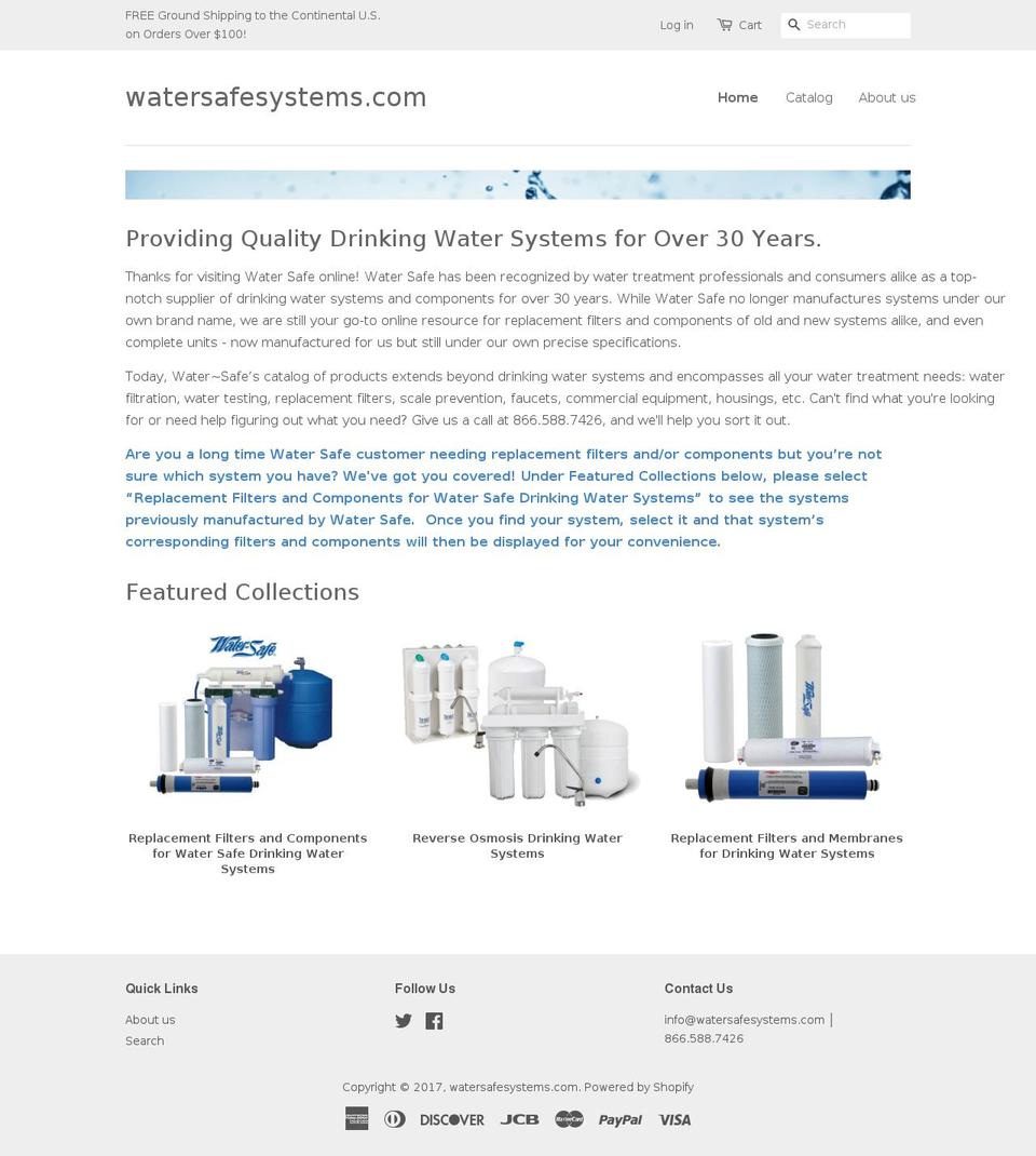 watersafesystems.com shopify website screenshot