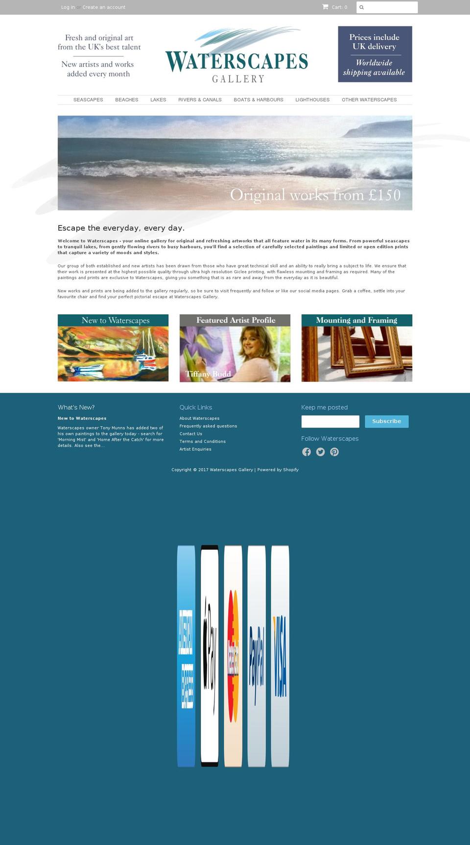 waterscapesgallery.com shopify website screenshot