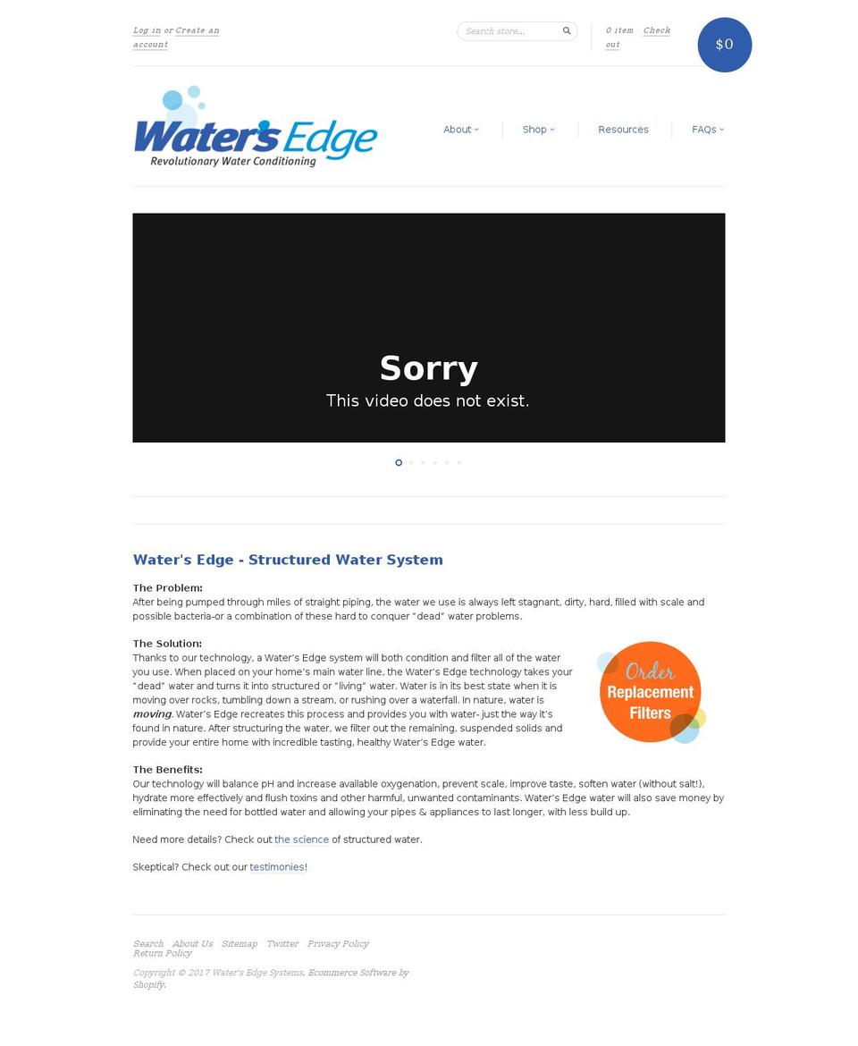 watersedgesystems.com shopify website screenshot