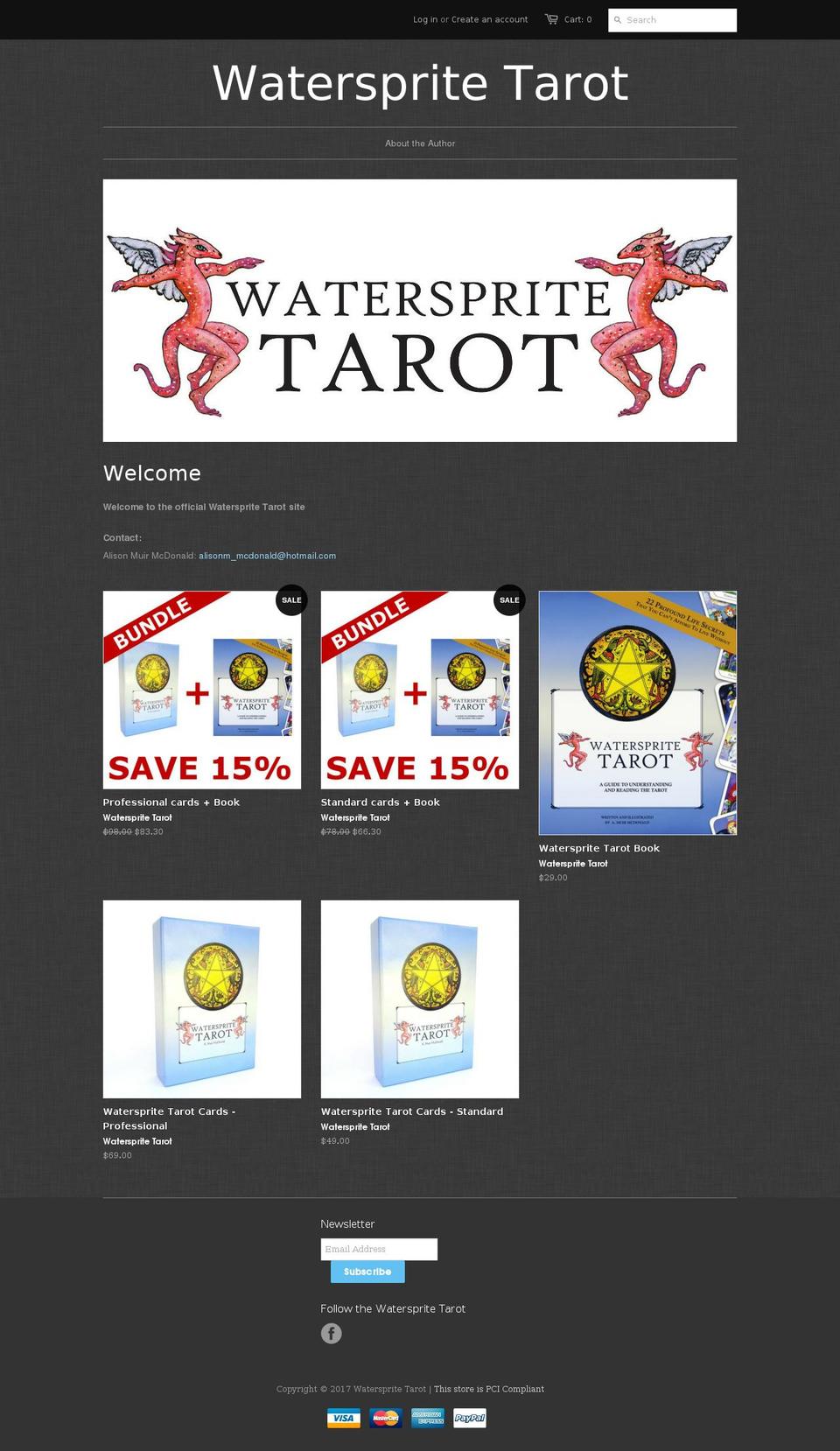 waterspritetarotcards.com shopify website screenshot
