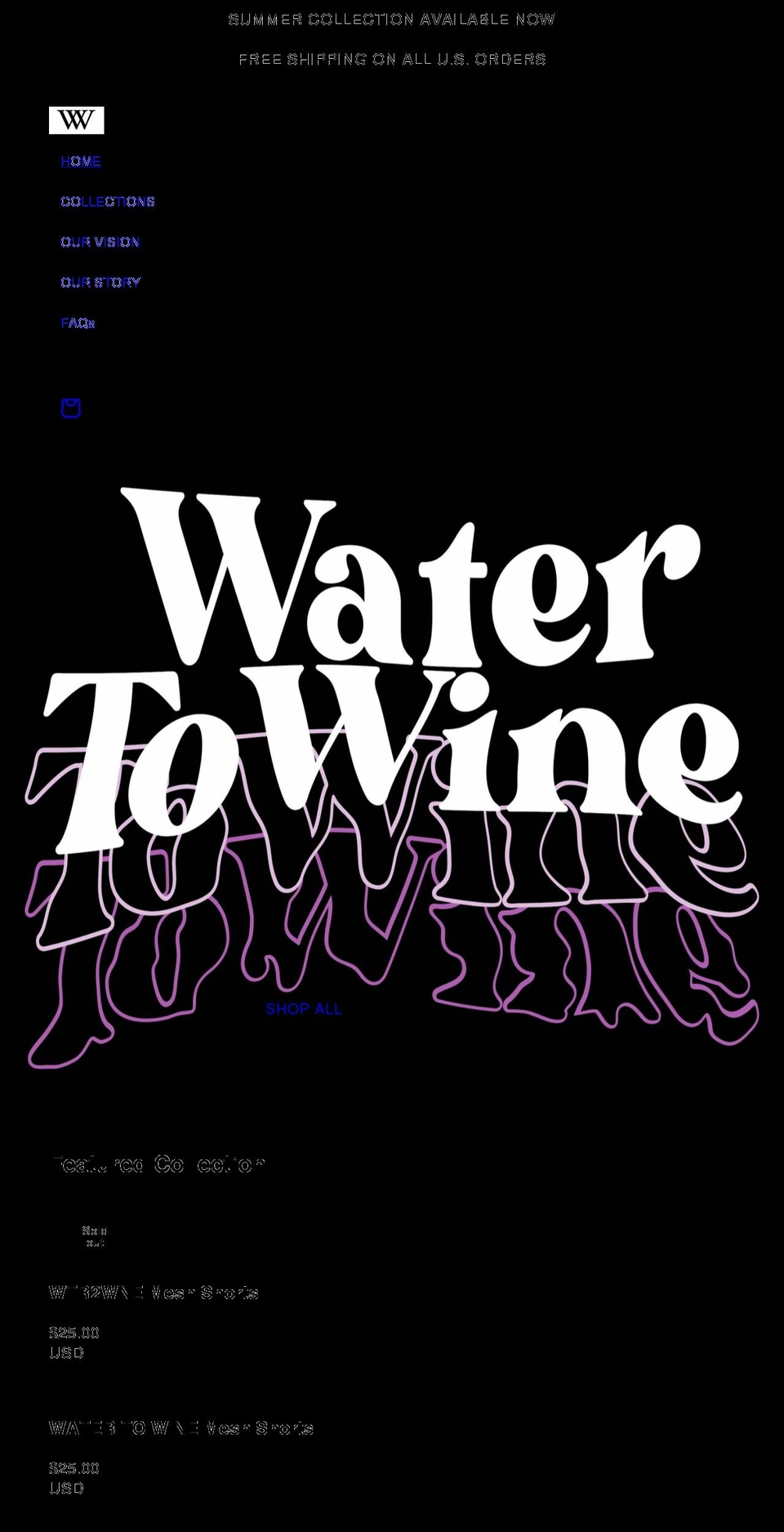 watertowineclothing.com shopify website screenshot