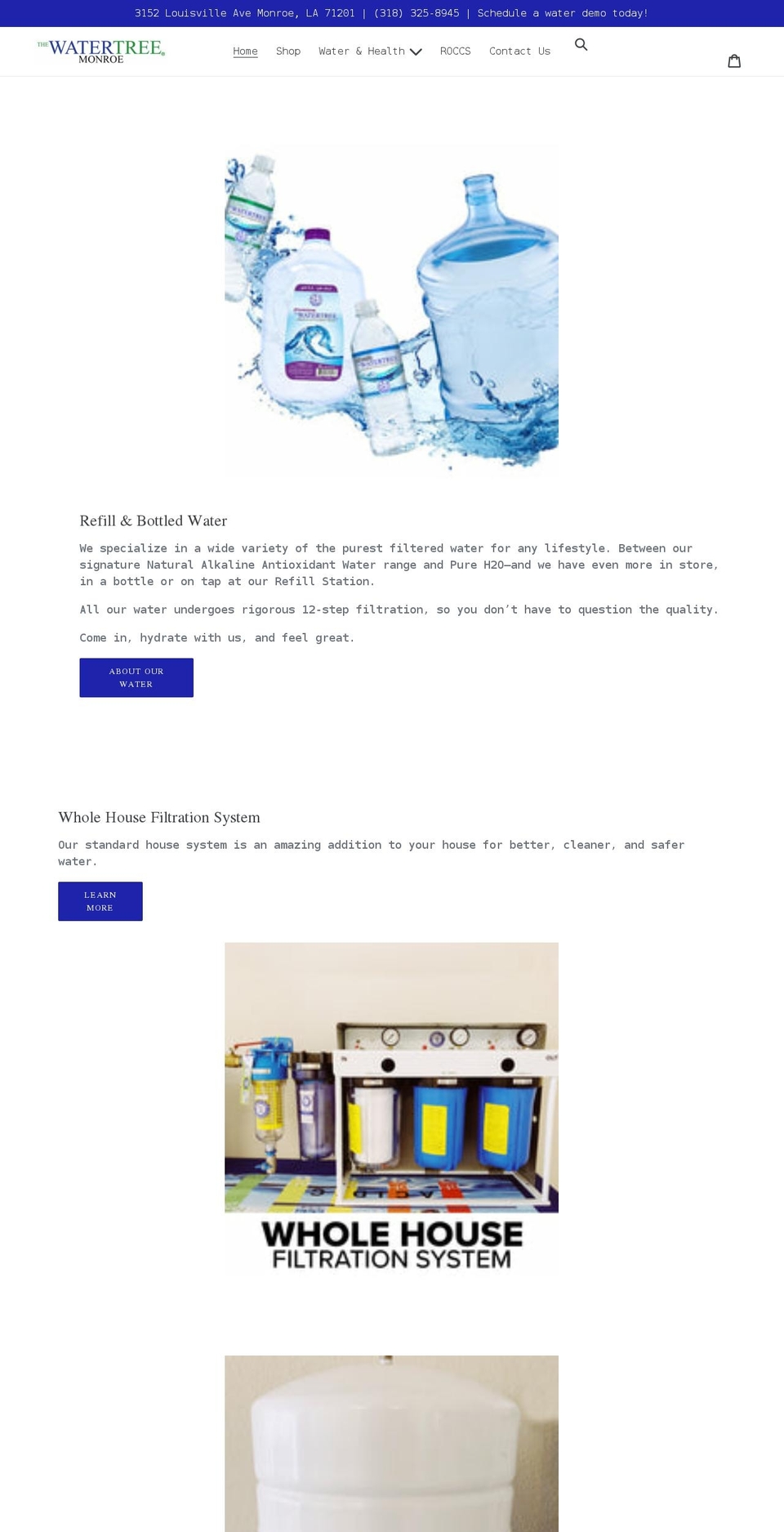 watertreemonroe.com shopify website screenshot