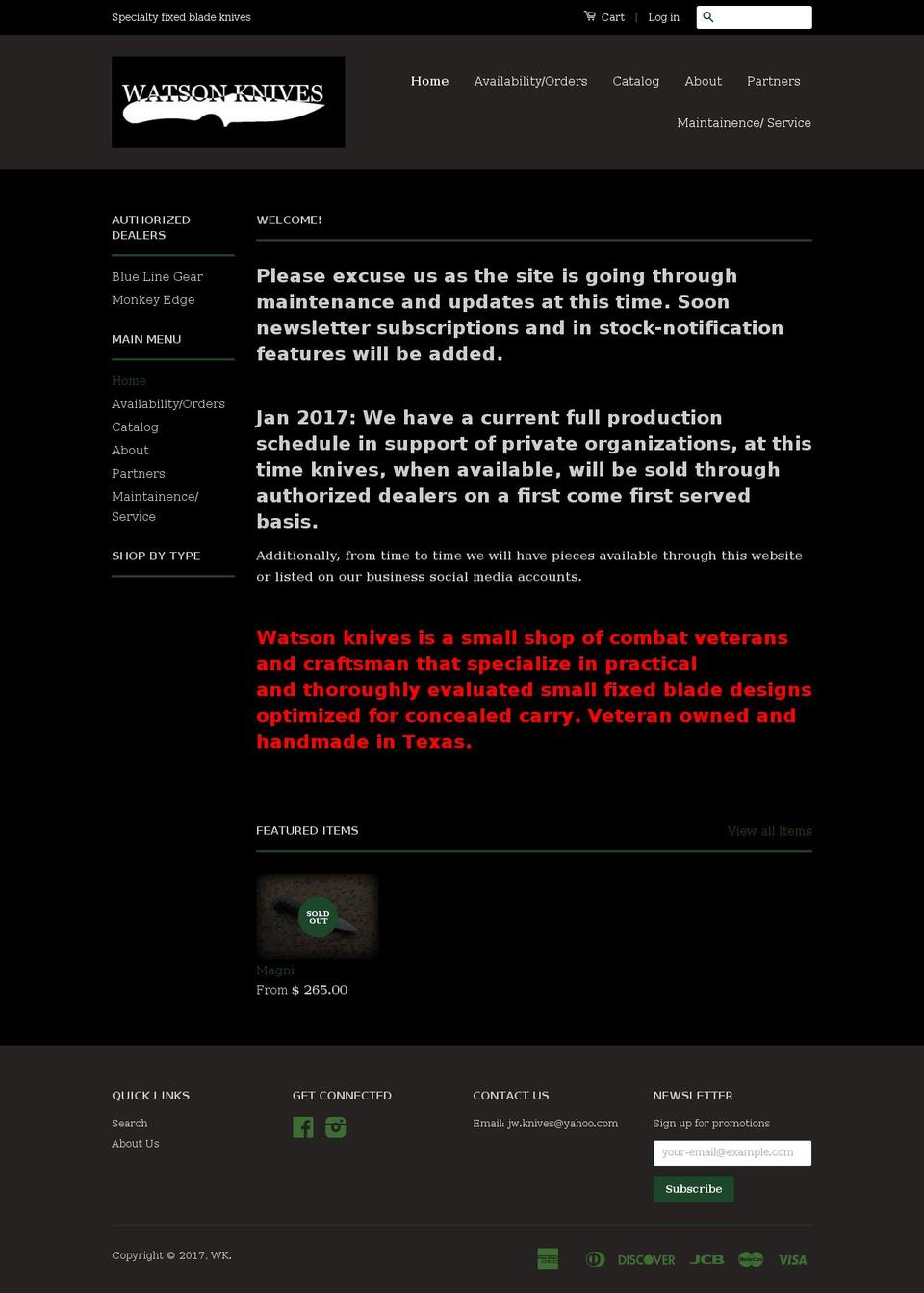 watson-knives.com shopify website screenshot