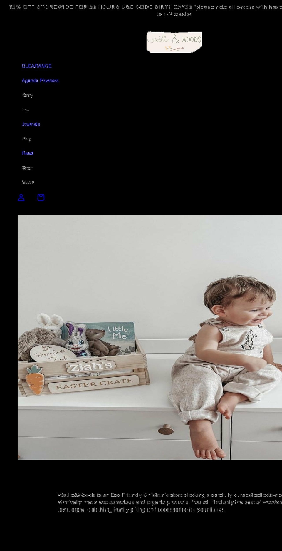 wattleandwoods.com shopify website screenshot