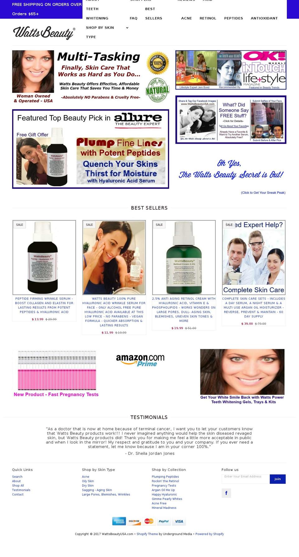 wattsbeautyusa.com shopify website screenshot
