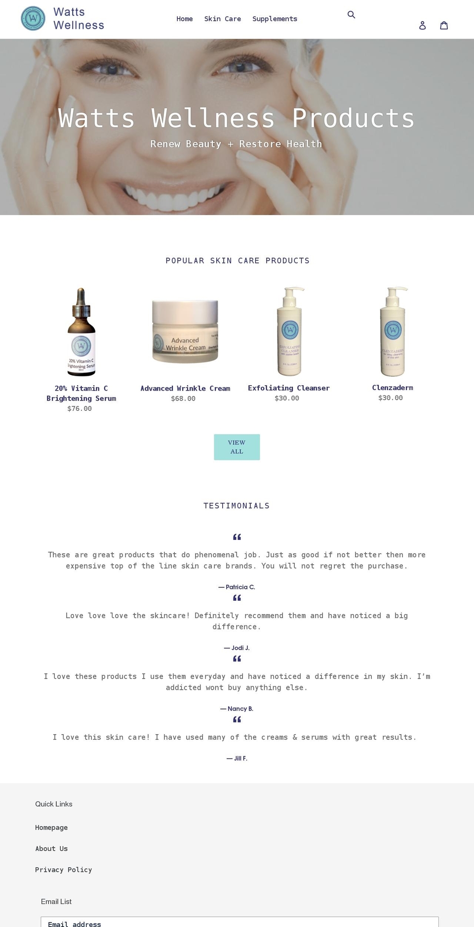 wattswellnessproduct.com shopify website screenshot