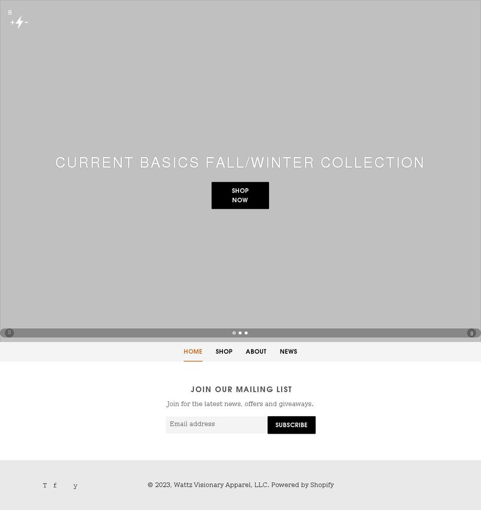 wattzvisionaryapparel.com shopify website screenshot